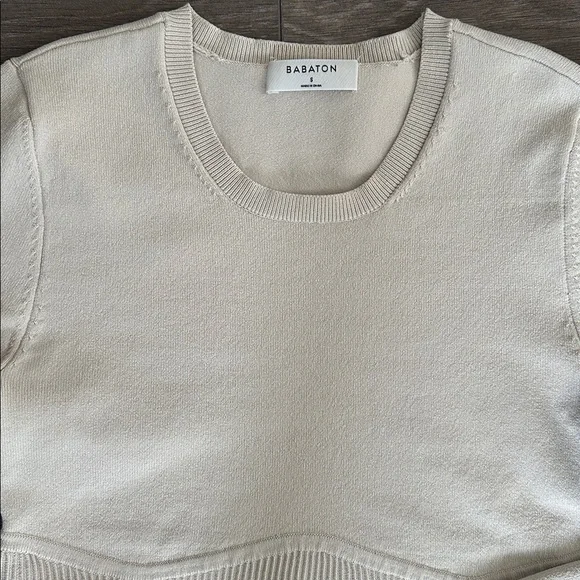 Aritzia Babaton empire sculpt long sleeve top matte pearl small - Picture 5 of 7